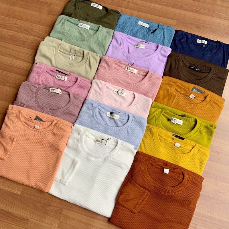 KAOS RIB KNIT TEBAL UNISEX POLOS LENGAN PANJANG PREMIUM / T SHIRT BASIC UNISEX PRIA WANITA