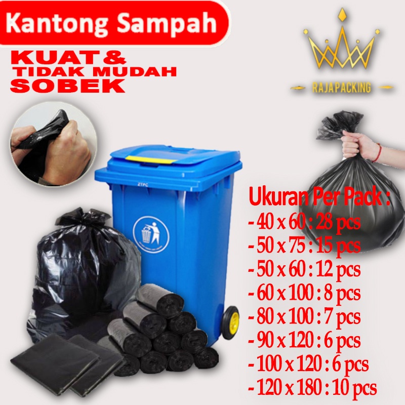 Plastik Sampah | Kantong Sampah Hitam Uk.40 x 60 | 50 x 75 | 60 x 100 | 80 x 100 | 90 x 120 | 100 x 120 | 120X180 (1Pack)