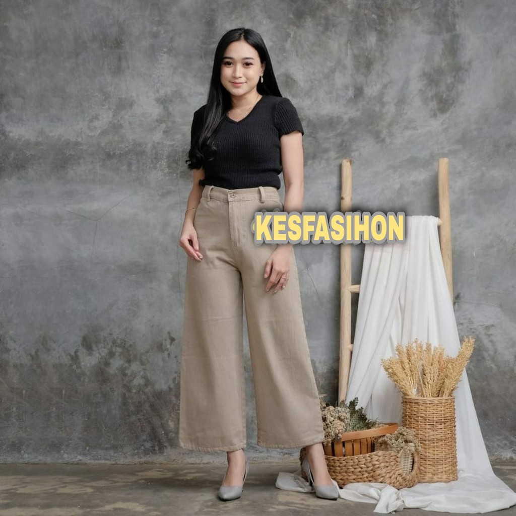 Celana Kulot Jeans Highwaist Wanita Loose kulot wanita terbaru 2021 kekinian viral