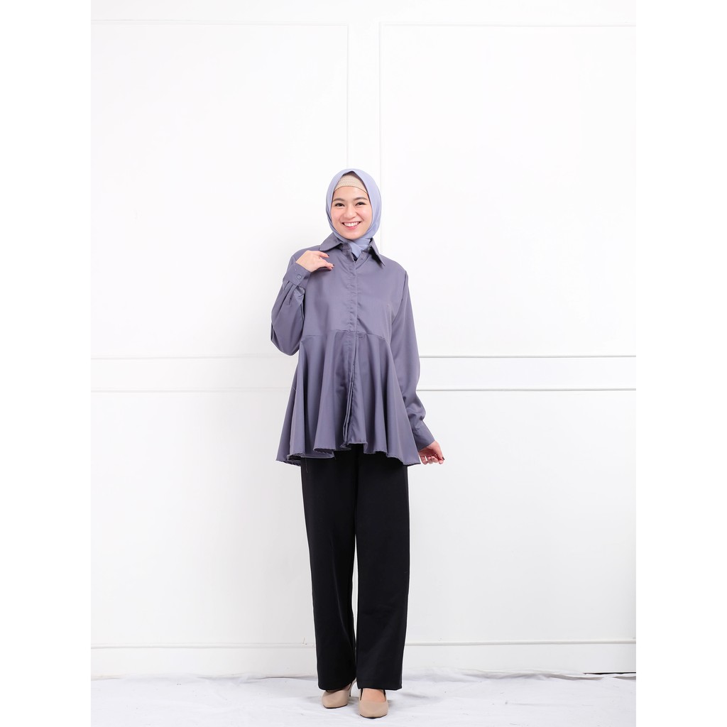 Linata Fashion | Blouse Casual Carissa Katun Toyobo-Abu-abu