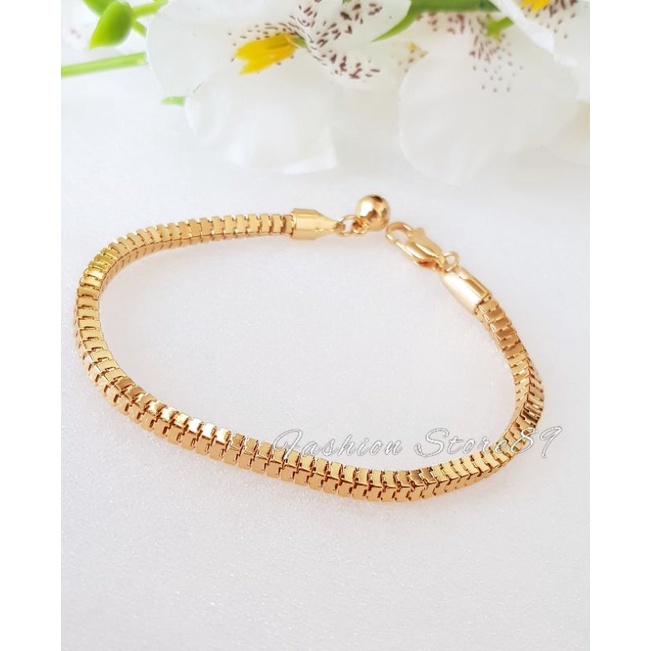 Gelang Tangan model Milano Kotak perhiasan lapis emas yaxiya impor gelang tangan fashion simple Lapis emas 18k