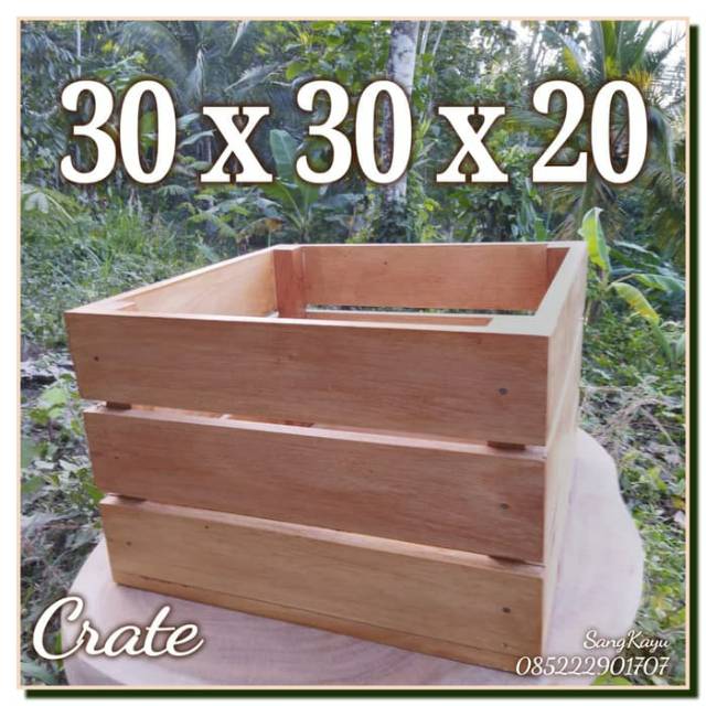 Wooden Crate 30x30x20 cm wood box kotak kayu peti kayu dekorasi rustic