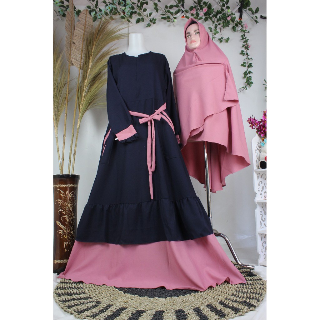 Gamis set jilbab SYARI terbaru RIBELLA itycrepe premium remaja muslimah fashion wear style