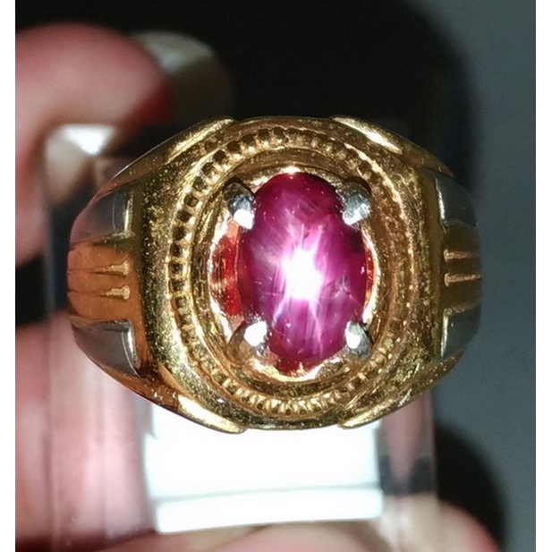 Cincin Batu Akik Pria Ruby Star Kualitas Bagus Garansi Asli