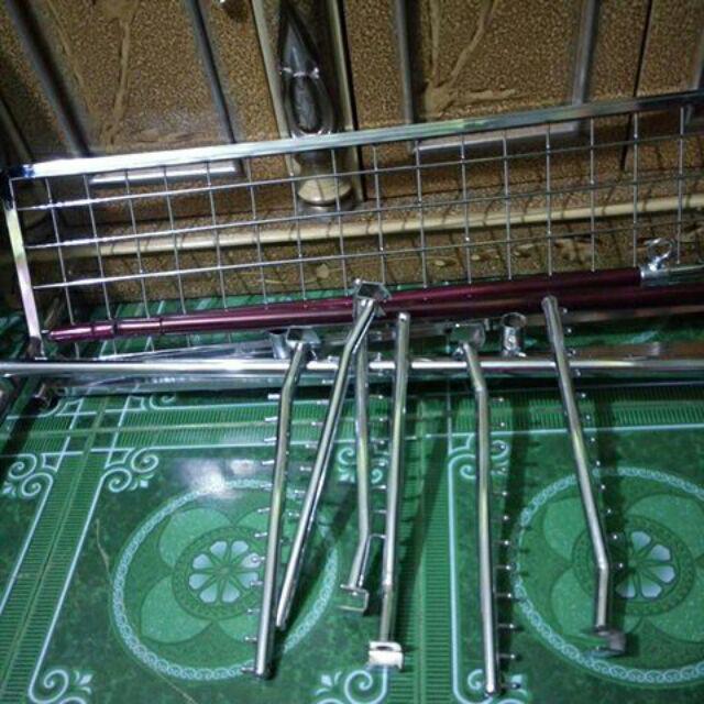 Gawangan Pipa Kotak Lebar 100 Cm, Dengan Rak Dan 6 Pcs Hanger Suling