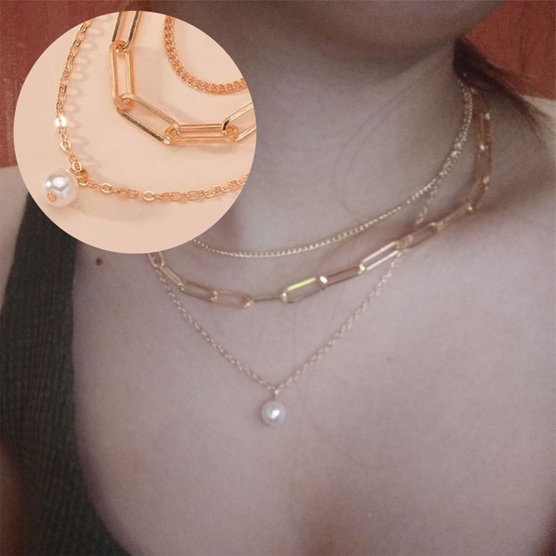 Kalung Liontin Mutiara Berlapis Gaya Vintage Untuk Wanita