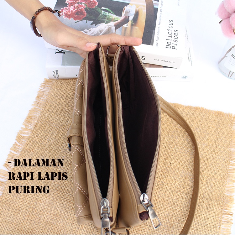 TuahSlim bags ( New ) SLingbag 3 ruang Dua Tali Import premium series high quality Clutch 37 / Tas Wanita Import Terbaru Kekinian &amp; Terlaris / Tas Selempang Wanita / Tas Sandang Wanita / Tas Clutch import Wanita / Dompet Hp Dan Uang Wanita Terbaru