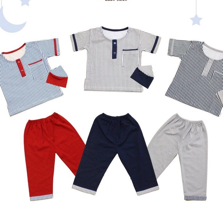 RAMADHAN SALE !!! BAJU BAYI KOKO VINATA LENGAN PENDEK motif STRIPY - BAJU SET KOKO ANAK LAKI-LAKI