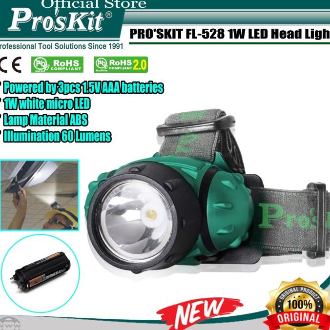 Senter Kepala PRO'SKIT FL-528 1W LED Head Light ORIGINAL proskit22 Ayo Beli