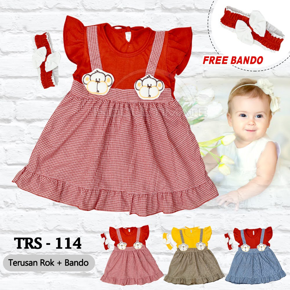 Baju Bayi Perempuan + Bando TRS-114 / Baju Rok Terusan Bayi Tanpa Bando TRS-115 Rok Bayi Perempuan
