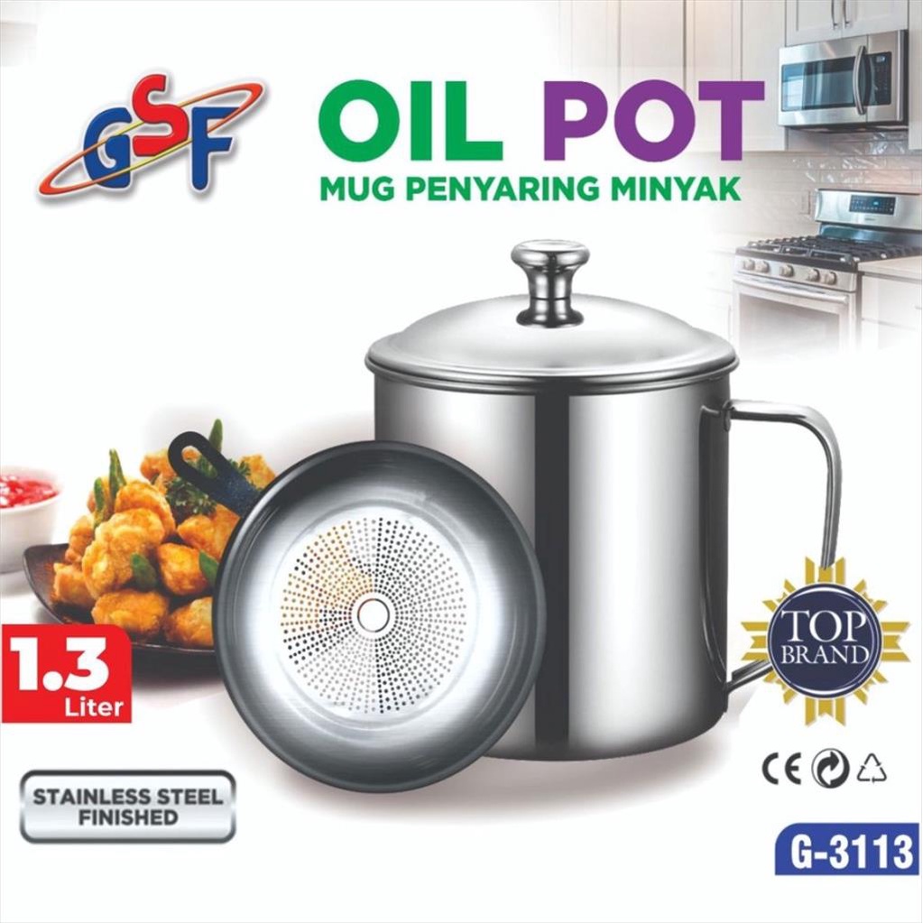 Oil Pot - Saringan Minyak - Tempat Penyimpanan Penyaring Minyak Goreng 1.3 Liter GSF 3113