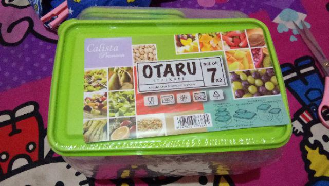 Calista Otaru Bening Isi 14 Pcs (7 Set) / Toples Plastik / Tempat Makanan / Container / Warna Hijau