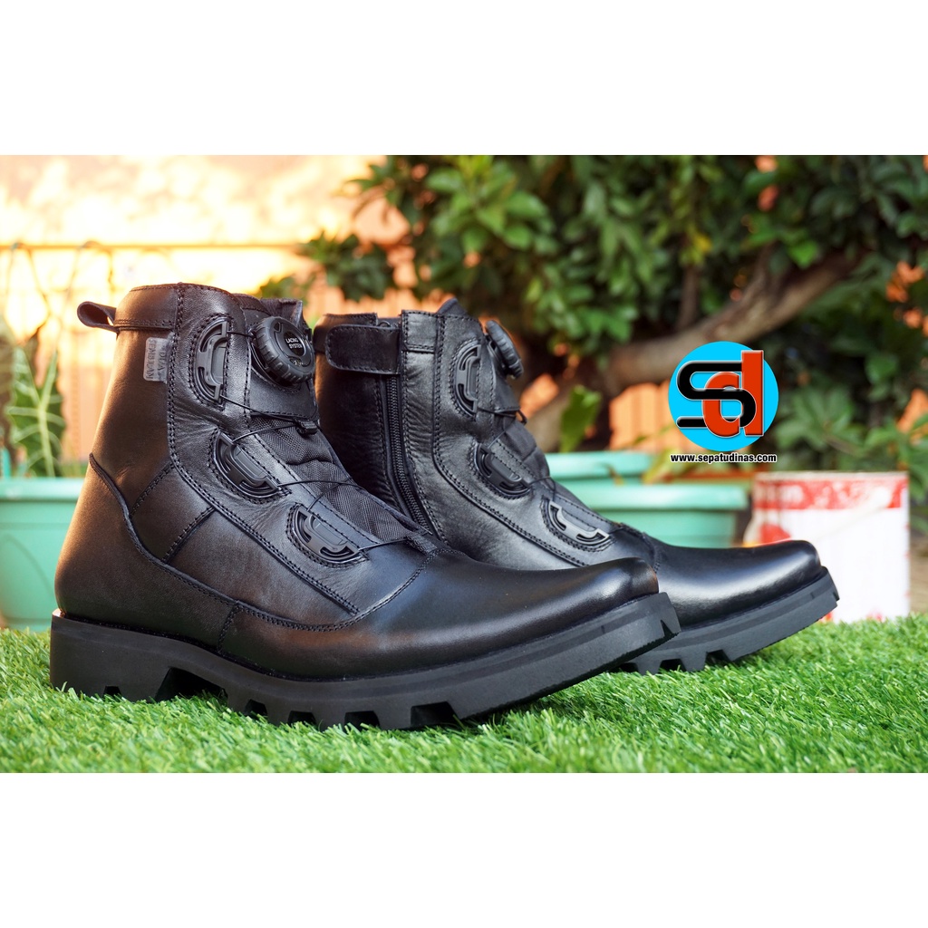 Sepatu PDH Boa - Sepatu Boa PDH - Sepatu PDH Tali Putar - Sepatu PDH Kulit Dop Semir