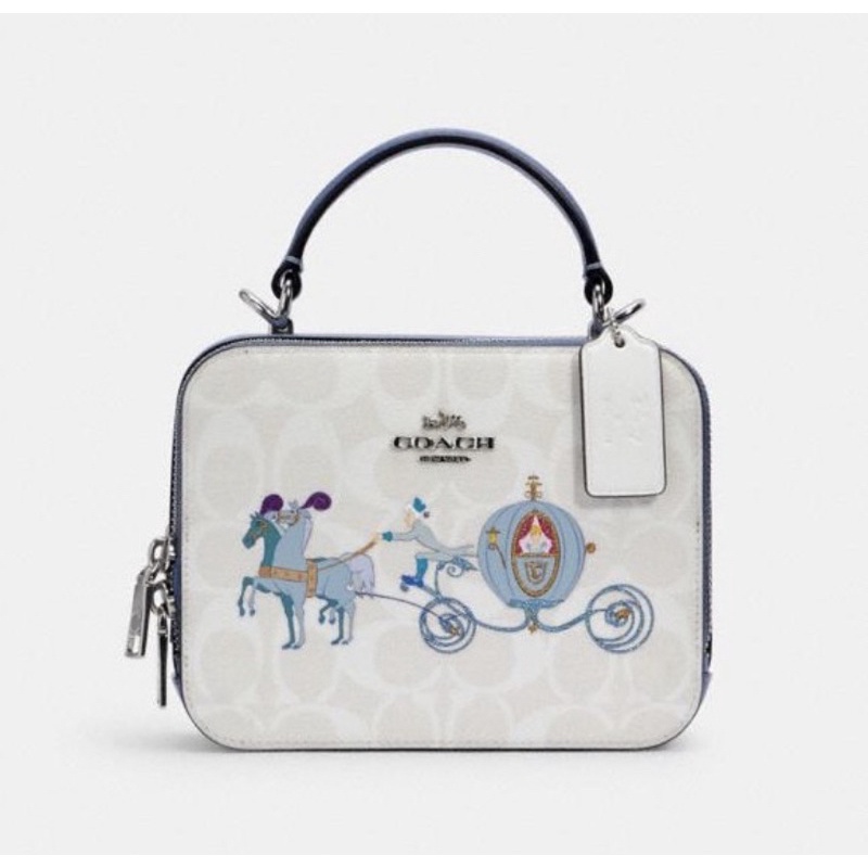 Disney X Coach Box Crossbody In Signature Canvas With Cinderella (C1426)