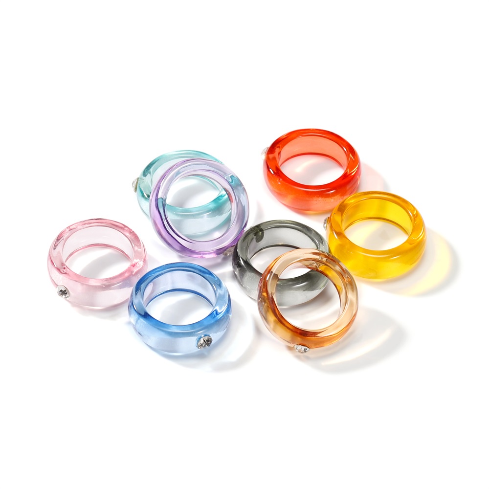 2pcs Cincin akrilik yang modis dan simpel, untuk teman/pasangan