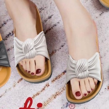 Sandal Slop Wanita Pita / Sandal Slop Kokop Motif Kerut Import - Verotino A766-5 (37-41) / Sandal Slop Jelly Wanita-Salem (2 Warna)