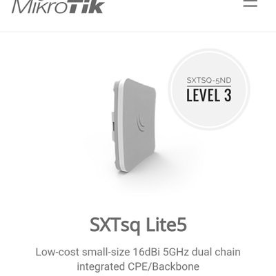 Mikrotik SXTsq-5nD Lite5 5Ghz Mimo Wireless Client OS level 3