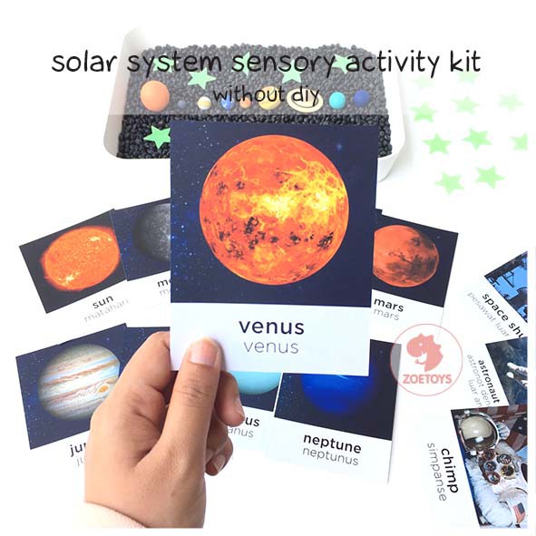 Zoetoys The Solar System Sensory Activity Kit | Poster Montessori Outer Space Planet Figures Tata Surya | Activity Cards Alat Peraga Edukasi