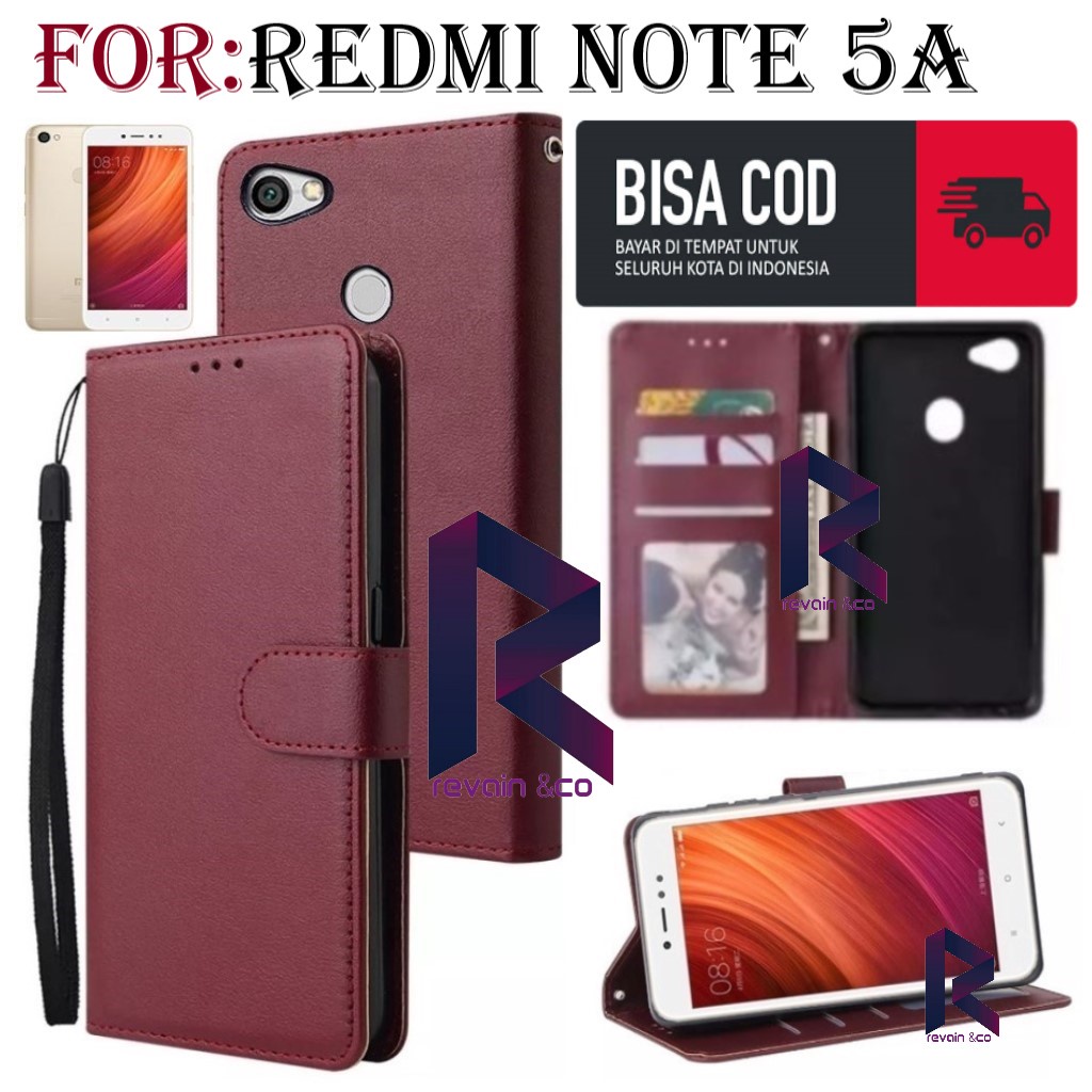 FLIP COVER XIAOMI REDMI NOTE 5A FLIP WALLET LEATHER KULIT PREMIUM SARUNG BUKA TUTUP KESING HP FLIP CASE XIAOMI REDMI NOTE 5A