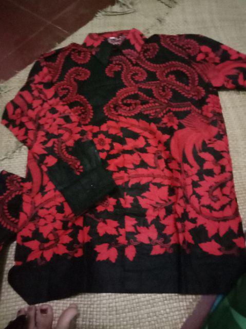 Pf25bc Batik Couple Sarimbit Gamis Kenongo Warna Merah Hitam Elegan