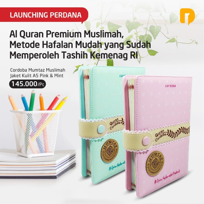 Alquran Qur'an Al-qur'an Cordoba Mumtaz Muslimah Sampul Jaket Kulit A5
