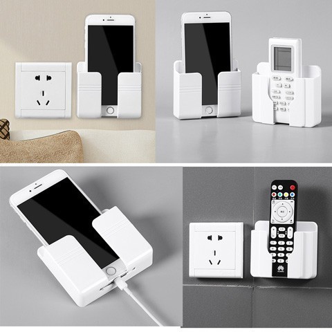 Tempat Charger Smartphone Tempel Dinding Tempat Remot Multifungsi