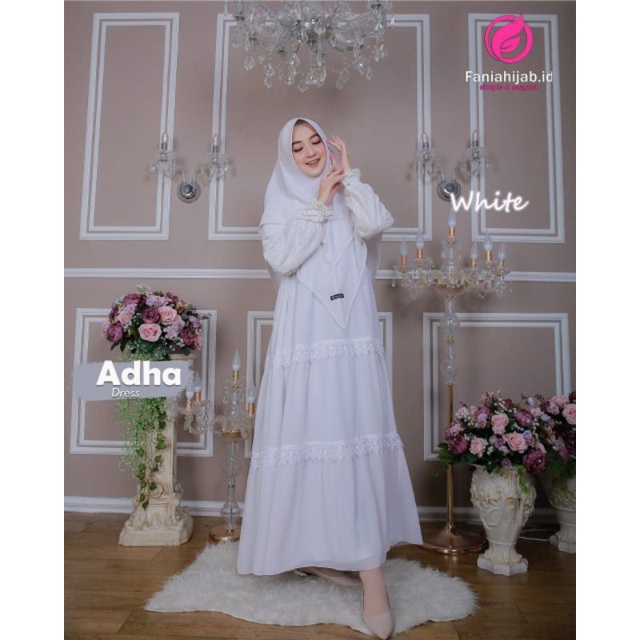 gamis putih adha dress by fania hijab