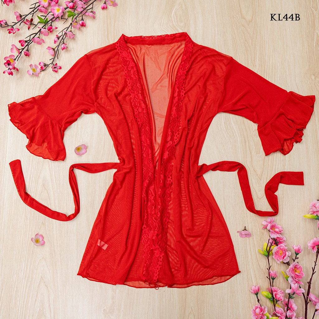 [STOK TERBATAS] BAJU TIDUR WANITA DEWASA LINGERIE KIMONO LACE MERAH KL44B