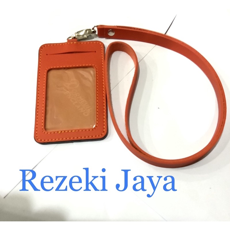 

NAME TAG ID CARD KARTU TALI KULIT ORANGE 4 SLOT CADR BAGUS