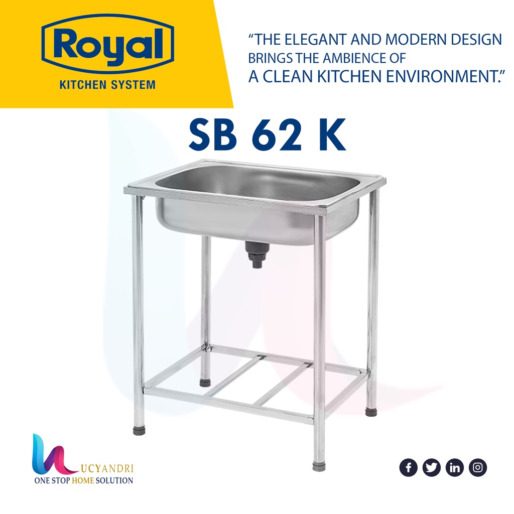 SINK BAK CUCI PIRING PORTABLE ROYAL SB 62 K SB62K STAINLESS STEEL