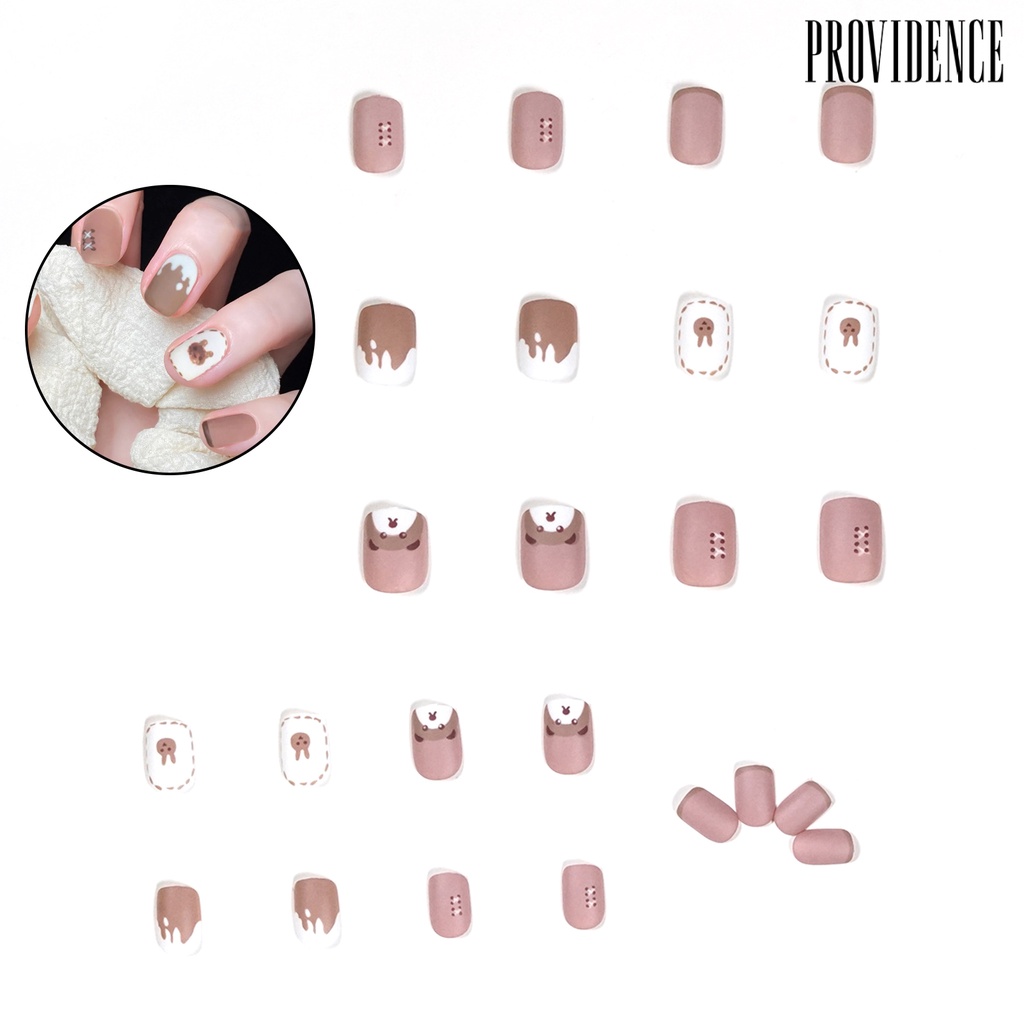 Providence 1Set Nail Patch Adorable Compact ABS Cream Bear False Nail for Dating