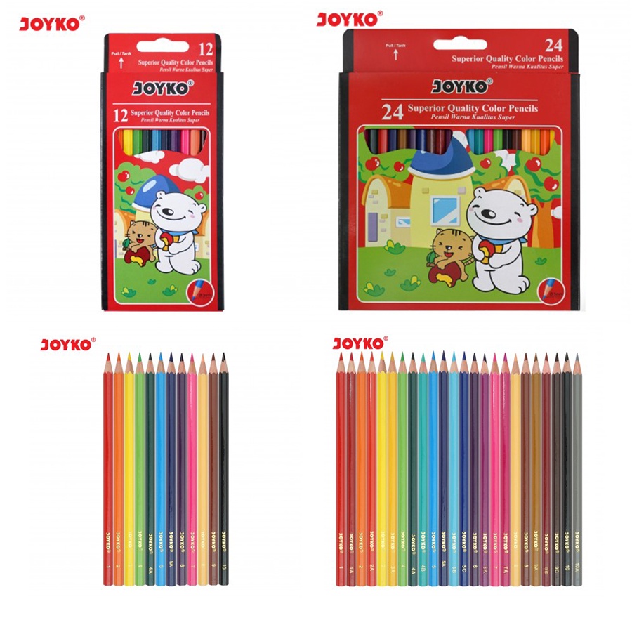 

Pensil Warna 12 Pcs / 24 Pcs Panjang Color Pencil Joyko