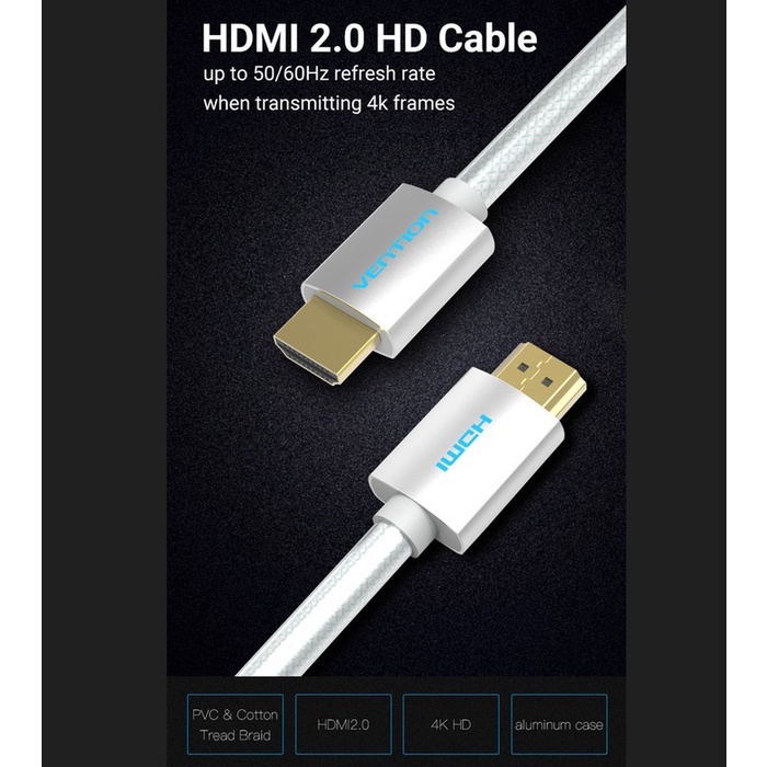 Vention Kabel High Speed Cotton Braided HDMI 4K Cable 15m Male