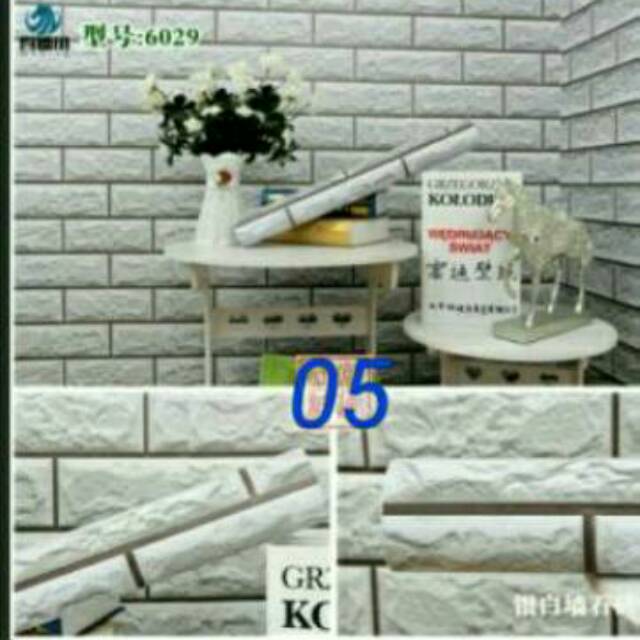Wallpaper Sticker Dinding Motif Bata 3D nat coklat minimalis