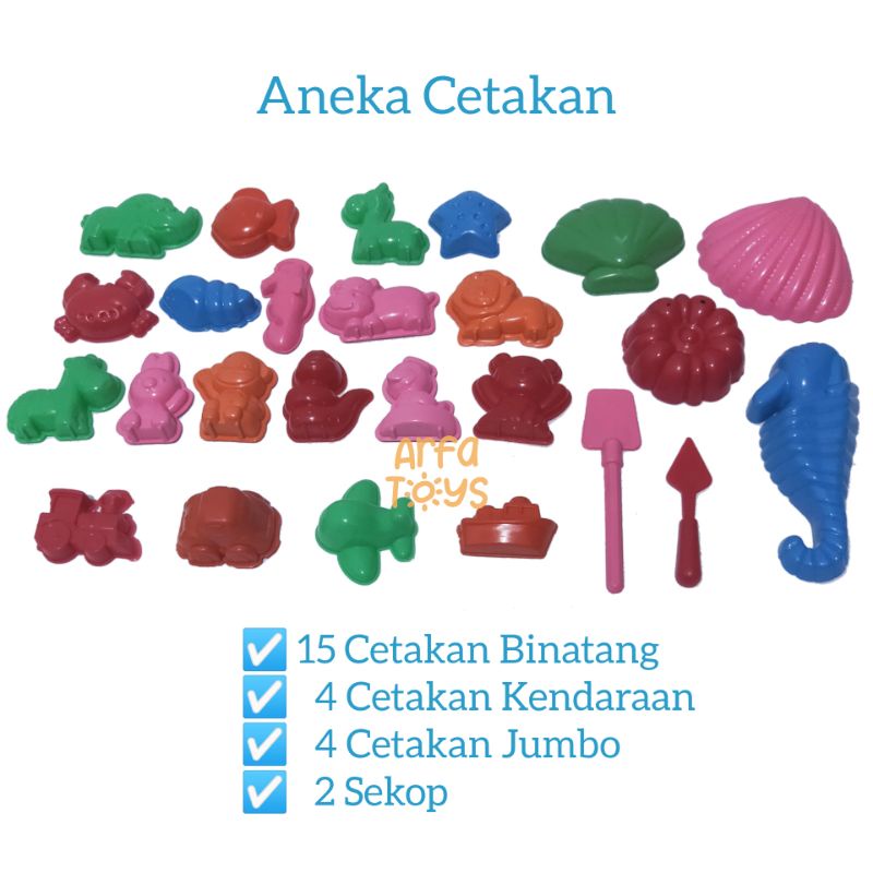 MURAH PREMIUM Cetakan Pasir Plastisin isi 25 ukuran Kecil, Sedang, Jumbo