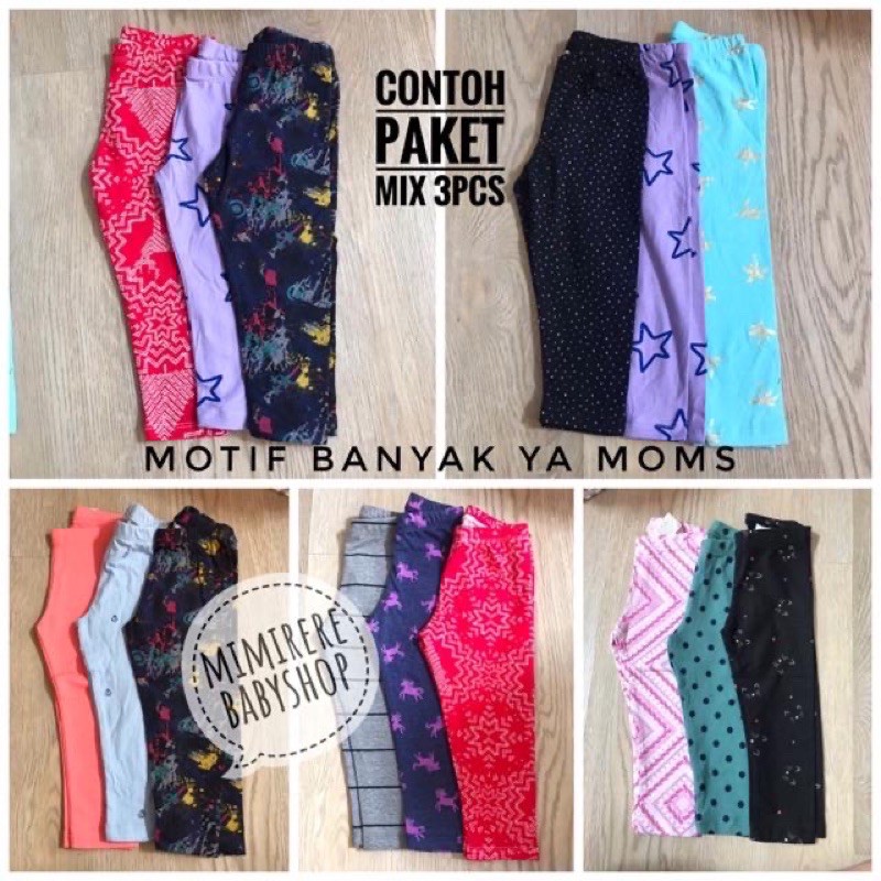 Paket 3pcs  dan satuan Legging Branded Original Anak