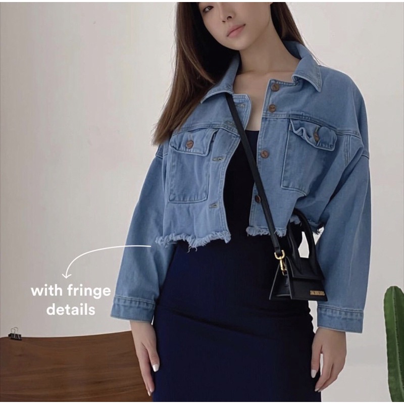 CROP JACKET DENIM PREMIUM KOREA - ALL SIZE FIT TO XL HIGH QUALITY - JAKET JEANS DENIM TEBAL PREMIUM WANITA - JAKET KADO / HADIAH ULANG TAHUN CEWEK