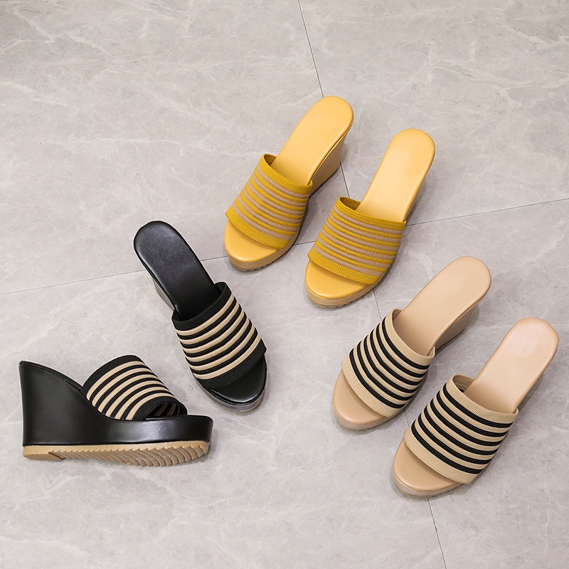 RYX - Dualie Lines Sandal Wedges Wanita Fashion Casual - LIMITED STOCK