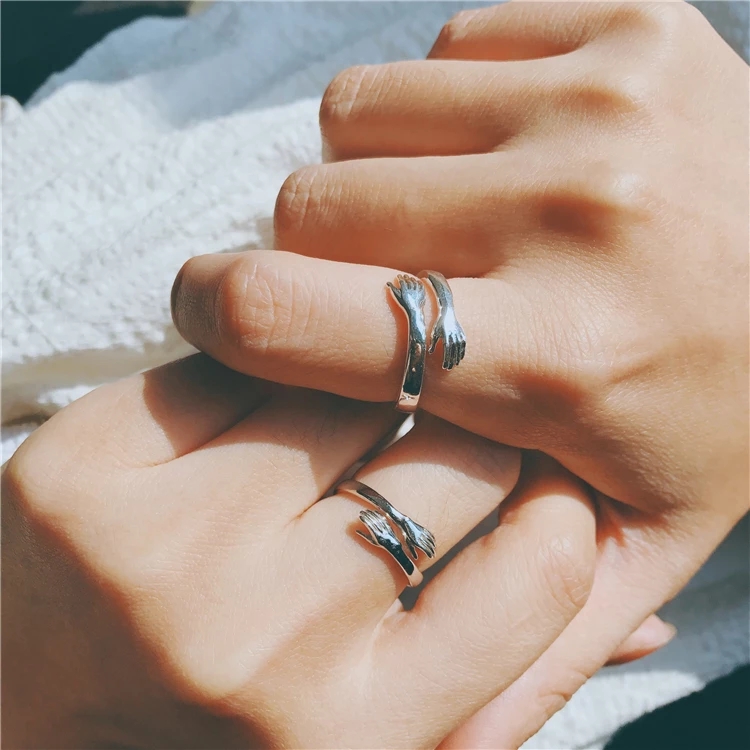 Cincin Model Terbuka Desain Hati Warna Silver Untuk Wanita