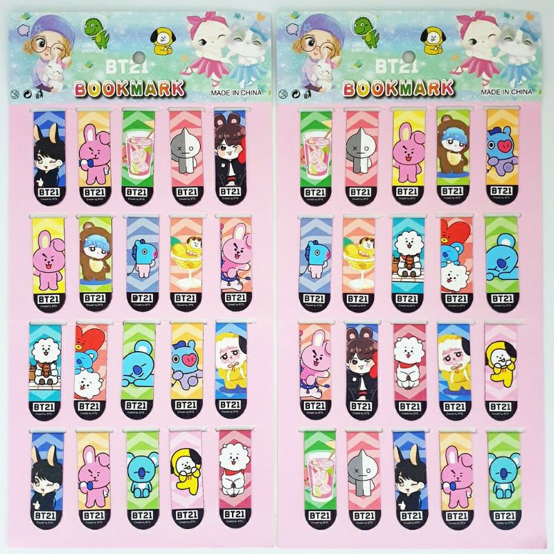 PEMBATAS BUKU MAGNET BT21 KARTUN SATUAN / BOOKMARK MOTIF [SWEETSPACE]