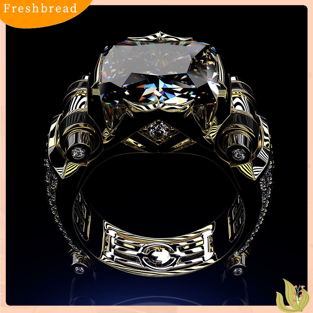 [TERLARIS]Mens Ring Vintage Jewelry Gift Copper Rhinestone Inlaid Carved Finger Ring for Daily Life