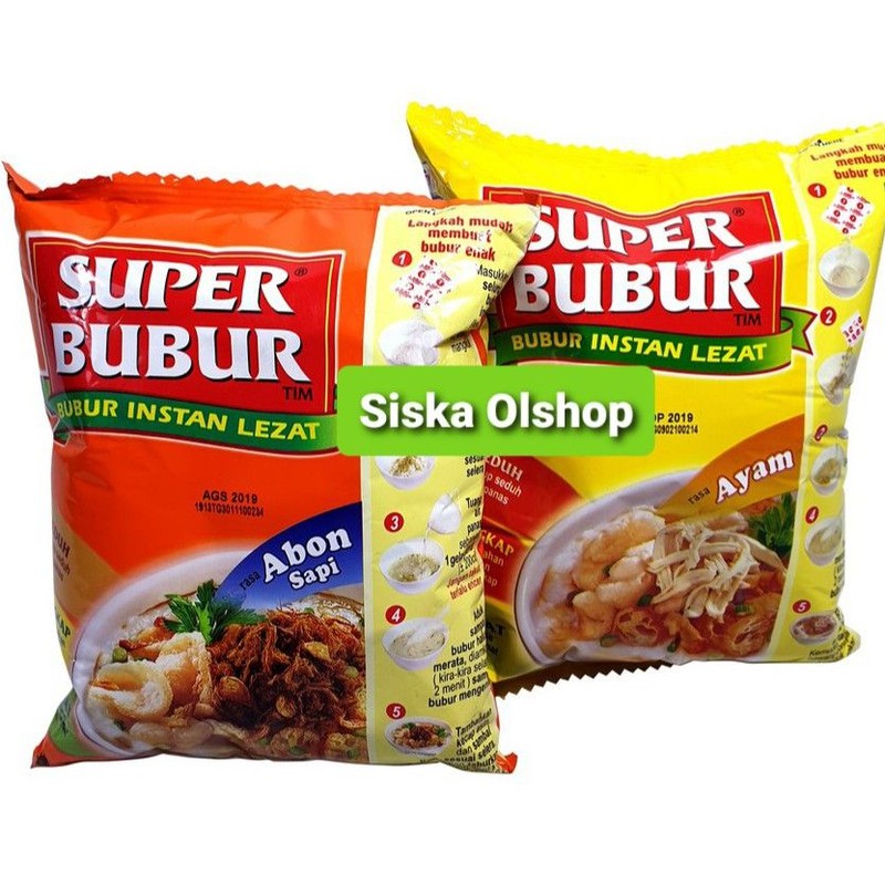 

Super bubur enak dan bergizi varian rasa kuah soto, kuah kari, Abon sapi dan Ayam