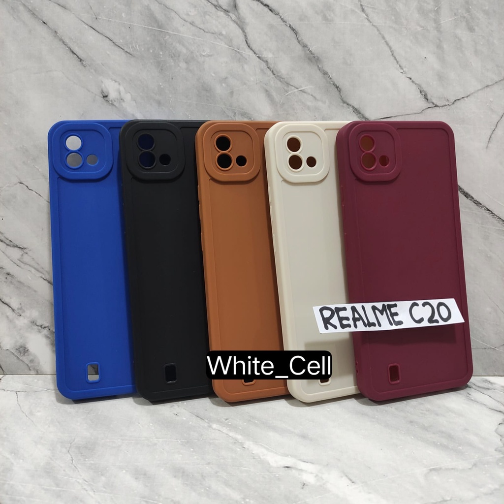 SoftCase ProCamera Silicon Matte Case Full Cover Realme 5 5i 5s C12 Narzo 20 Narzo 30A C20 C11 2021  White_Cell