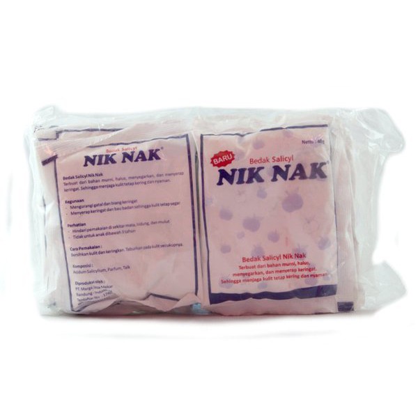Bedak Salicyl Nik Nak Sachet Isi 12 Gatal Biang Keringat Terbatas