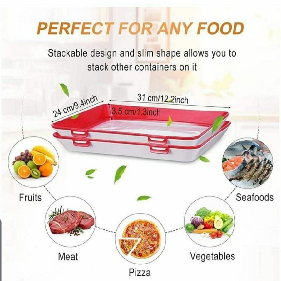 Sgmshop Wadah Plastik Wrap Vacuum Tempat Penutup Makanan Silikon Tray Penyimpan