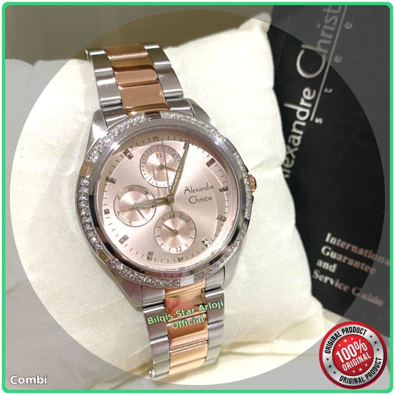 Alexandre Christie Terbaru Ac 2902 Ladies Tali Rantai Combi Original