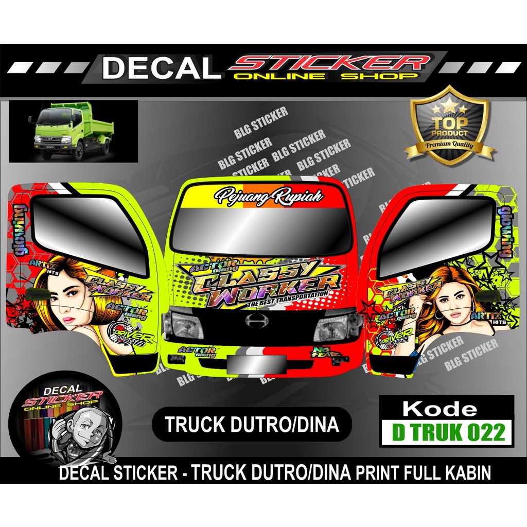stiker truk dutro kabin variasi sticker decal