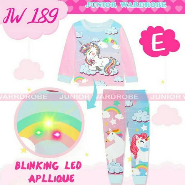 Piyama Baju Tidur Anak Perempuan Unicorn 2-7 Tahun