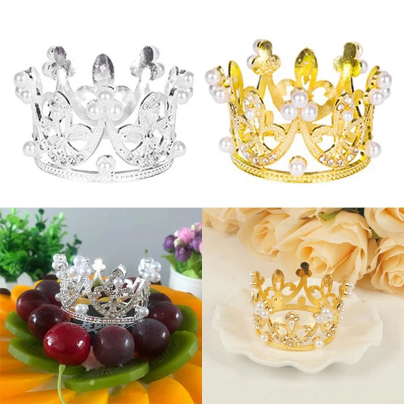 Mini Crown Cake Topper Princess Topper Tiara Mutiara Untuk Dekorasi Kue Pesta Ulang Tahun Pernikahan Nikmat Part