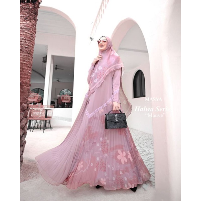 [MADENIA SYARI_MASYA] GAMIS SYARI PLISKET TERBARU / DRESS SET PRINTING " HALWA SET " BY MASYA